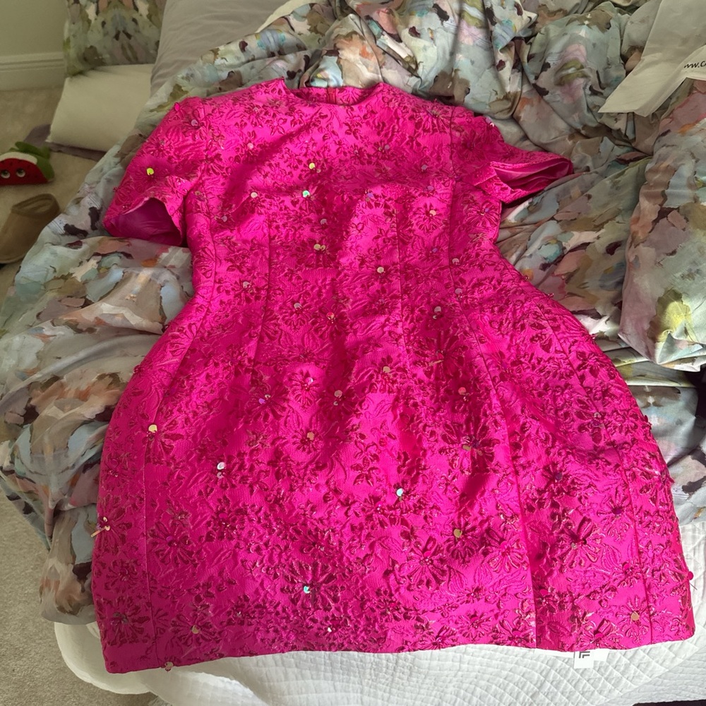 Astrid Pink Jacquard Floral Mini Dress